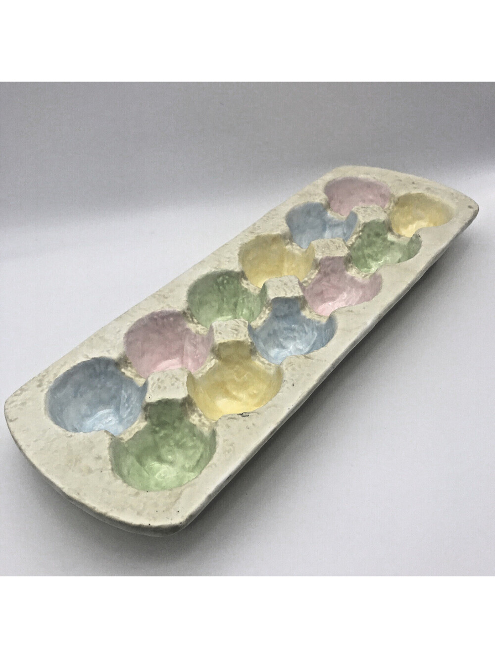 Ceramic Egg Carton Easter Display Pastel Gund Holiday Dozen Eggs Spring Decor
